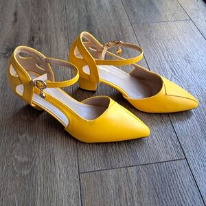 Vibrant Yellow Ankle Strap Heels